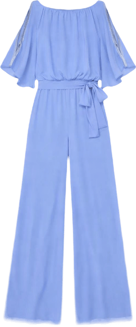 Women's Belted Blouson Boat Neck Jumpsuit