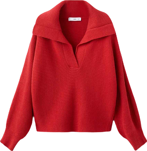 Women's Polo-Neck Ribbed Sweater