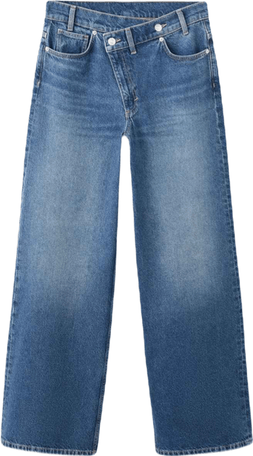 Women's Crossover Waistband Wide-Leg Mid-Rise Jeans