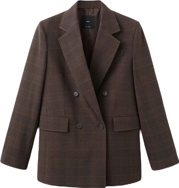 Women's Double-Breasted Check Suit Jacket