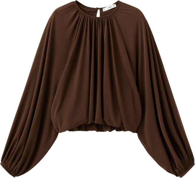 Women's Round Neckline Gathered Blouse
