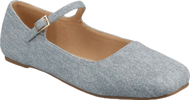 Womens Carrie Medium and Wide Width Buckle Square Toe Mary Jane Dress Flats