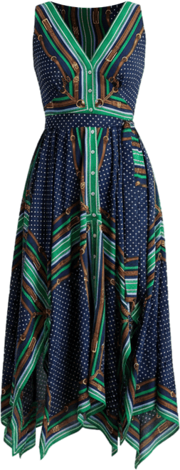 Plus Size Belted Polka-Dot V-Neck Dress