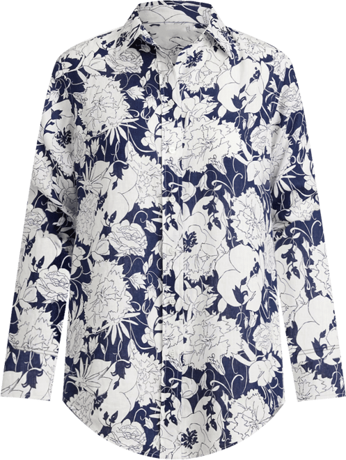 Plus Size Relaxed-Fit Floral Shirt