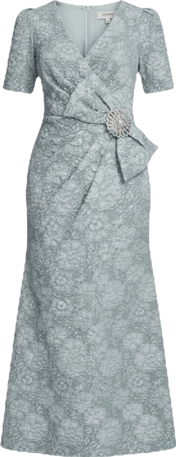 Women's V-Neck Bow Detail Faux Wrap Gown