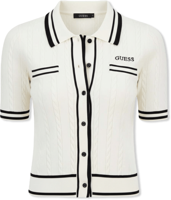 Women's Shari Polo Short-Sleeve Cable Knit Cardigan