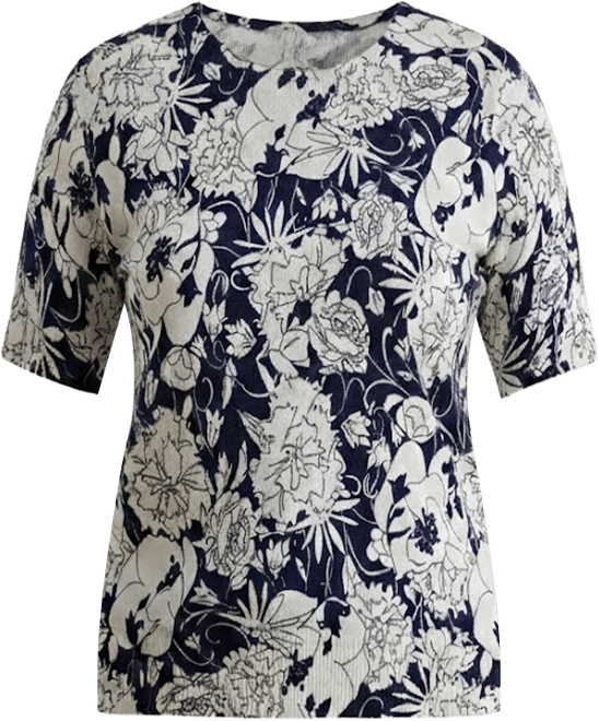 Petite Floral Print Crewneck Sweater