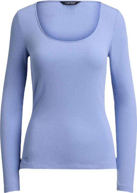 Women's Rib-Knit Long-Sleeve Scoop Neck Top