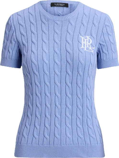 Women's Cable-Knit Short-Sleeve Embroidered Sweater