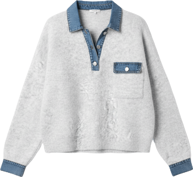 Women's Denim Collar Button Front Sweater