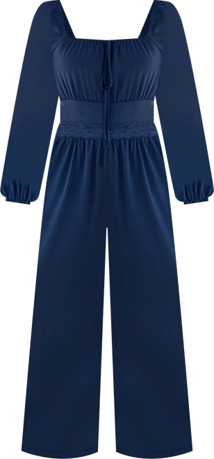 Women's Square Neck Smocked Back Jumpsuit