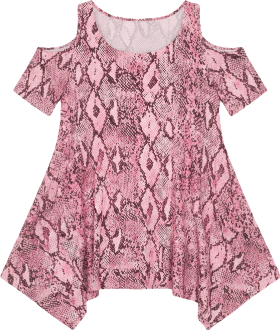 Women's Cold Shoulder Snake Print Swing Top