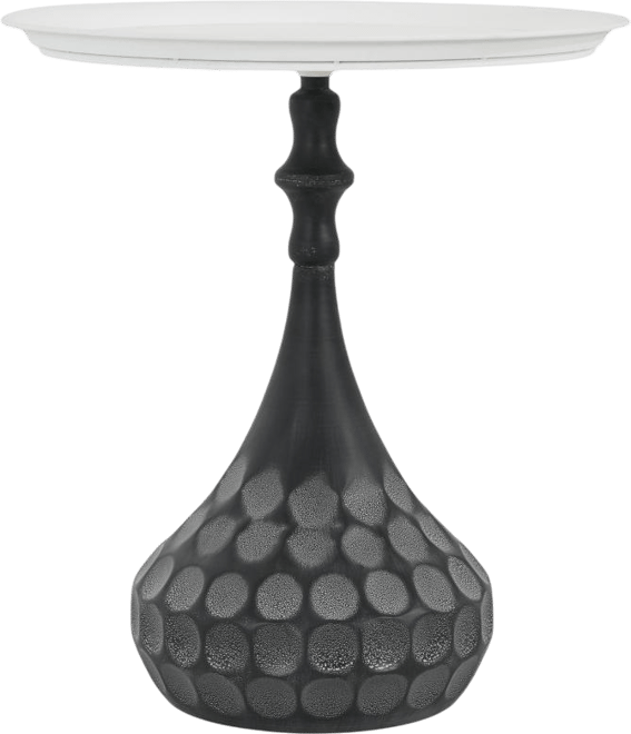 Streamdale Accent Metal Coffee Table, Pedestal, Hand-hammered, White+Black