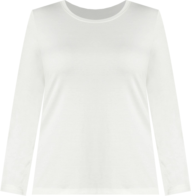 Plus Size Relaxed Supima Cotton Long Sleeve Crew Neck T-Shirt