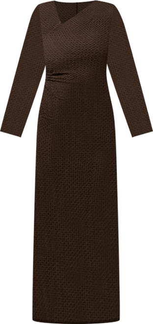 Plus Size Naomi Textured Assymetric Bodycon Mesh Dress