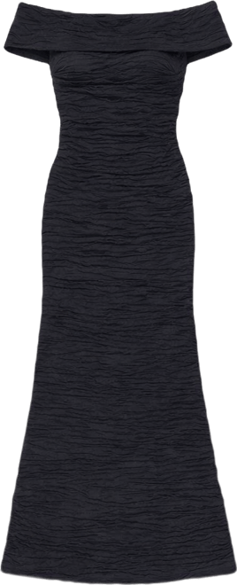 Women's Crinkle Detail Off-The-Shoulder Gown