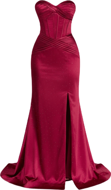 B Darlin Juniors' Strapless Front Slit Dress - Macy's