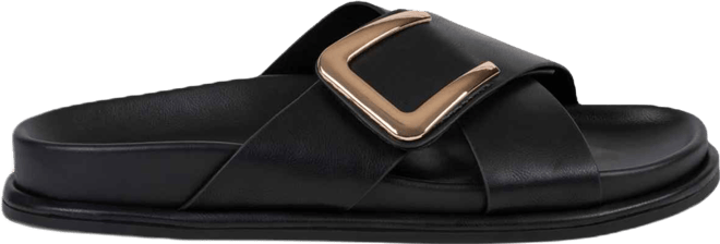 Women's Buckle Detail Slip-On Sandals