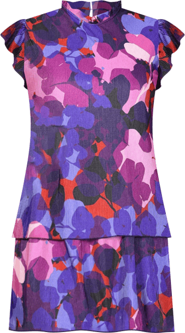 Plus Size Cap Sleeve High Neck Mini Dress