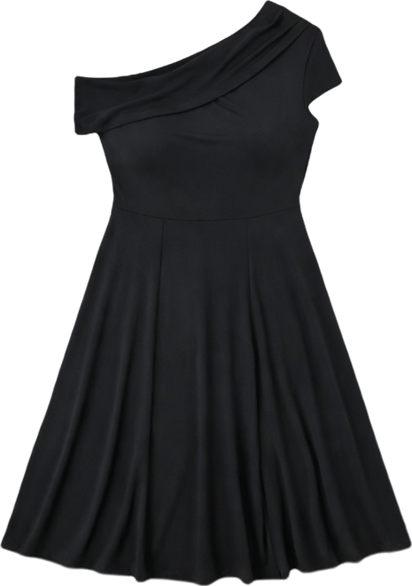 Plus Size Asymmetrical Neck Swing Dress
