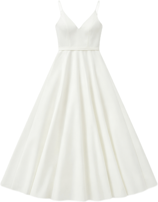 Petite V-Neck Ball Gown with Belted A-Line Skirt