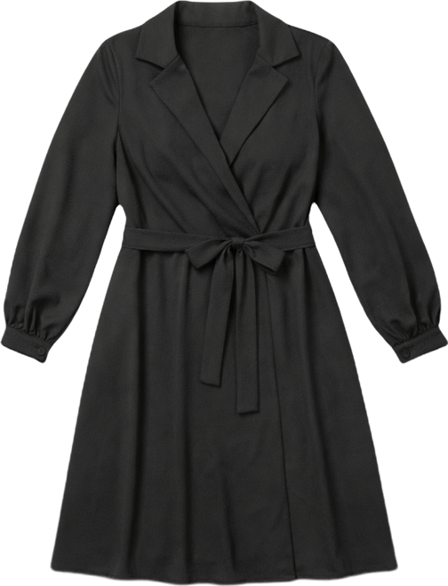 Women's Lapel Collar Crepe Wrap Dress