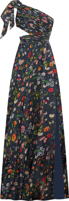 Petite One-Shoulder Cut-Out Flowy Gown