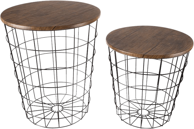 Lavish home round metal basket storage nesting end deals tables