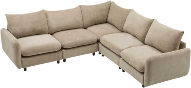 Streamdale 99" Oversize 5-Piece L-Shaped Modular Velvet Sectional Sofa Couch for Living Room