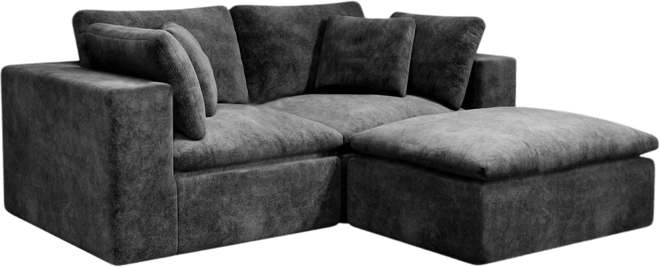 Modular Sectional Sofa, Upholstered Couch, 3PC Free Combination, Gray