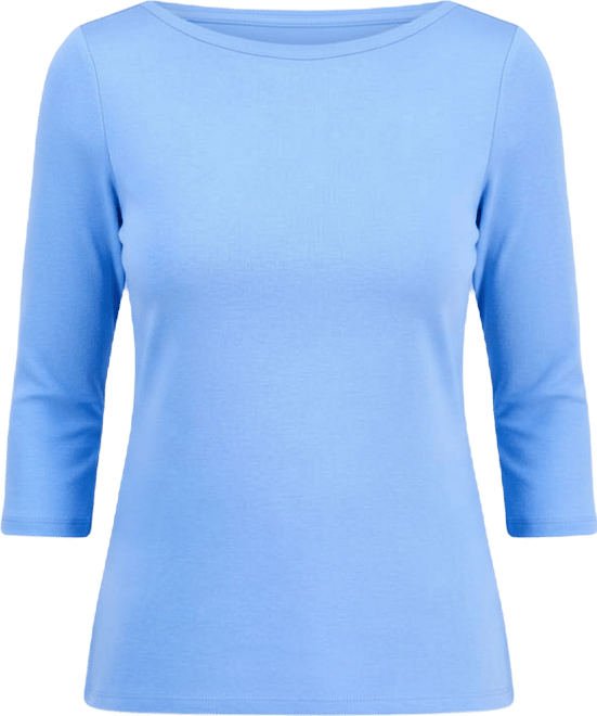 Women's Pima Cotton 3/4-Sleeve Boat-Neck Top, Created for Macy's