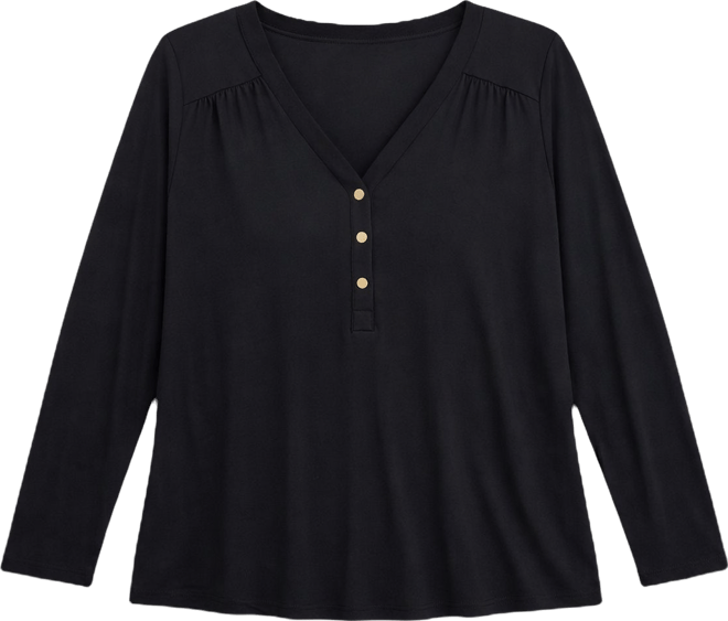 Plus Size V-Neck Long-Sleeve Top, Macy's Exclusive