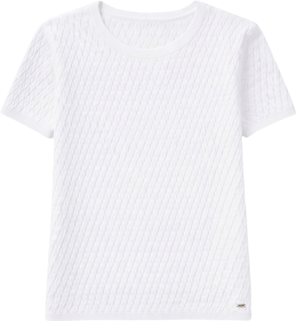 Petite Textured Short-Sleeve Sweater Top