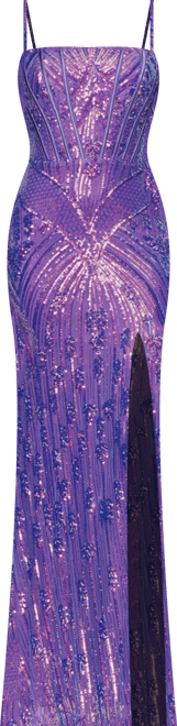 Junior's Corset Sequin Spaghetti Strap Long Slim Dress