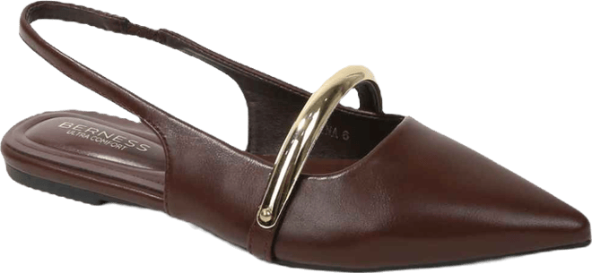 Women's Reina Slingback Flats with Gold-Tone Bar Detail