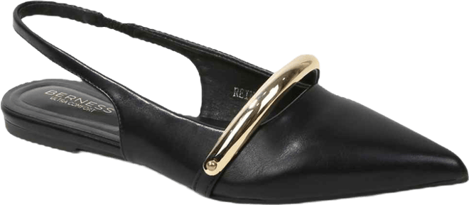 Women's Reina Slingback Flats with Gold-Tone Bar Detail