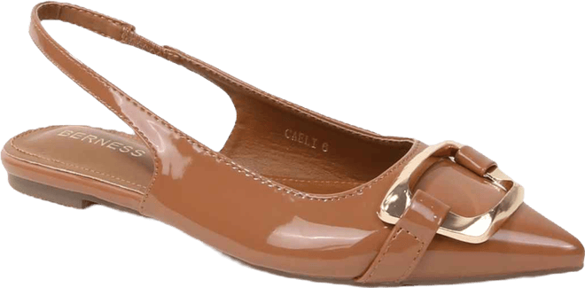 Women's Caeli Slingback Flats with Gold Tone Buckle