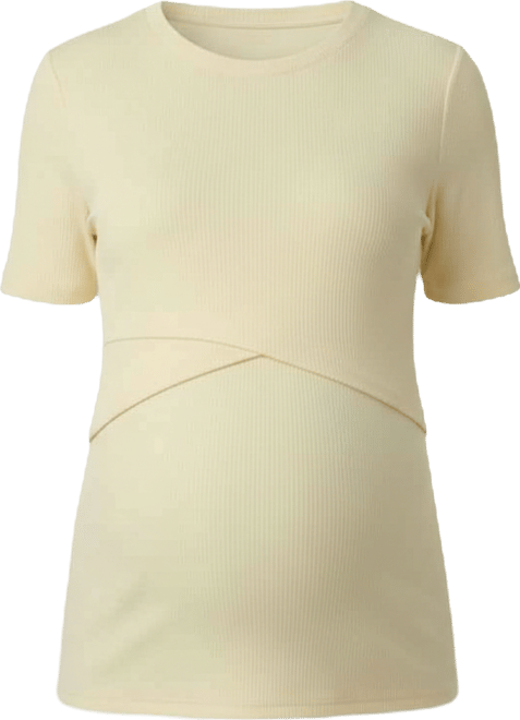 Maternity Motherhood Crew Neck Cross Over Nursing Short Sleeve Top