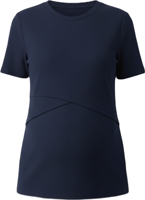 Maternity Motherhood Crew Neck Cross Over Nursing Short Sleeve Top