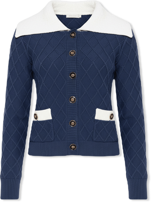 Women's Alina Fully Knit Cardigan with Contrast Collar