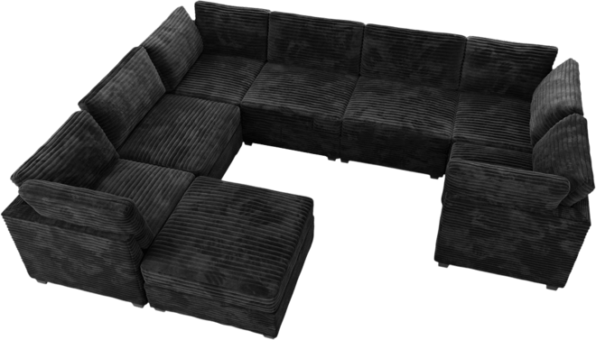 128''×96'' Modular Sectional Sofa , 8-Piece U-Shaped Deep Seat Cloud Couch with Chaise Ottoman