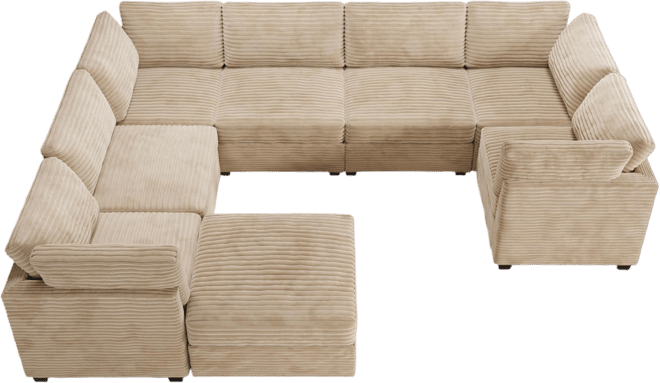 128''×96'' Modular Sectional Sofa , 8-Piece U-Shaped Deep Seat Cloud Couch with Chaise Ottoman