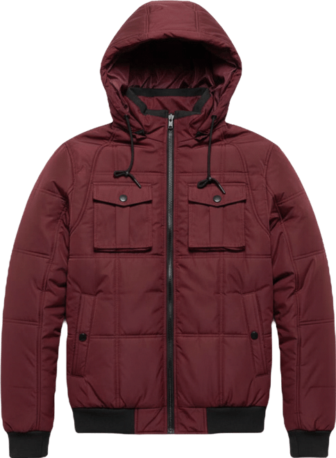 Men's Hooded Puffer Jacket With Patch Chest Pockets