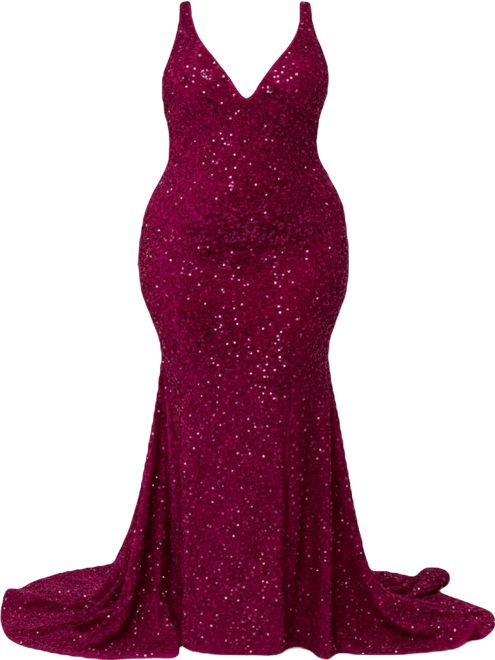 Women's V-Neck Mermaid Velvet Evening Gown