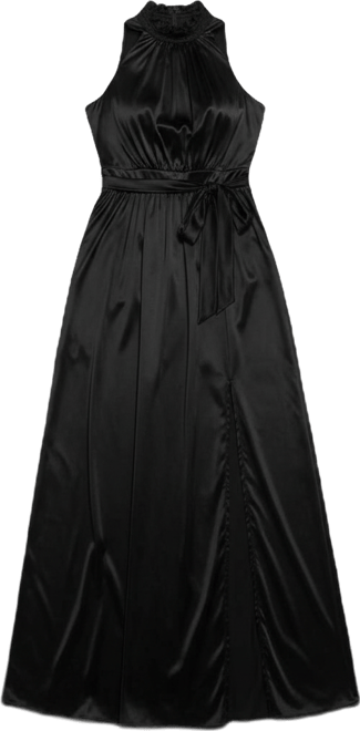 Women's Draped High Neck Sculpting Floral-Print Maxi Dress