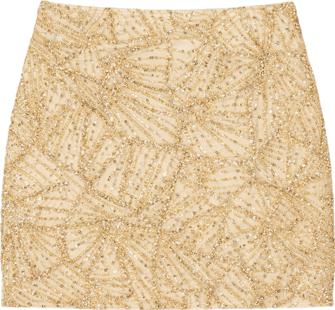 Women's Sequins And Beading Mesh Skirt