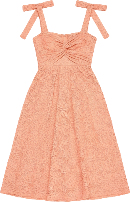 Women's Twist Front Tie Shoulder Midi Dress