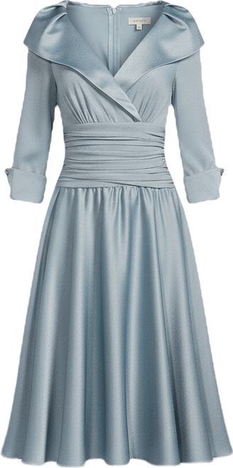 jessica howard portrait-collar a-line dress Jessica Howard Women's Mixed-Media Fit & Flare Midi Dress - Navy