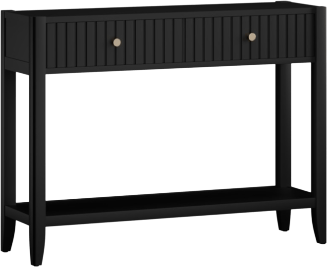 Console Table with Drawers, Narrow Wood Accent Sofa Table, Black