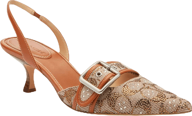 Women's Margot Crystal Signature Jacquard Slingback Pumps